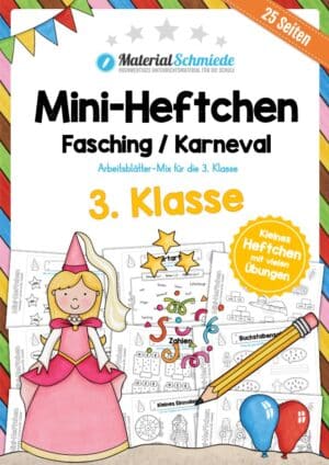 Mini-Heft: Fasching / Karneval für die 3. Klasse (25 Arbeitsblätter)