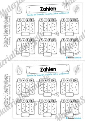 Mini-Heft: Fasching / Karneval für die 4. Klasse (Tausender, Hunderter, Zehner, Einer)