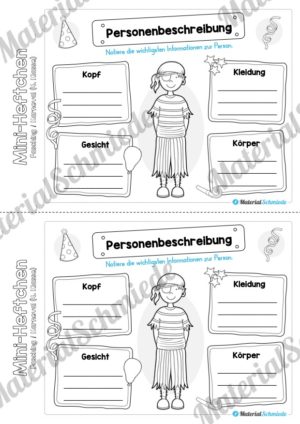 Mini-Heft: Fasching / Karneval für die 4. Klasse (Personenbeschreibung)