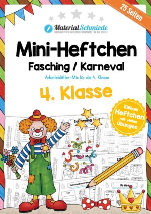 Mini-Heft: Fasching / Karneval für die 4. Klasse (25 Arbeitsblätter)