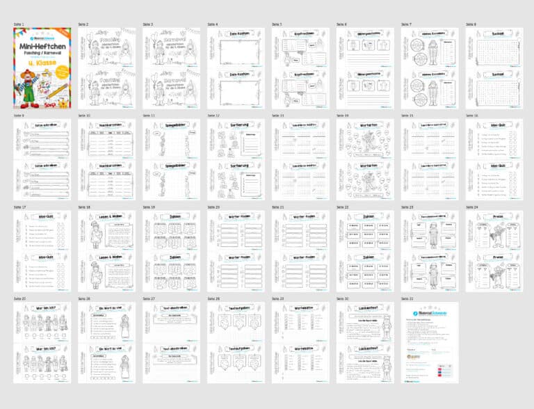 Mini-Heft: Fasching / Karneval für die 4. Klasse (Überblick)