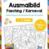 Ausmalbild PopArt zum Fasching & Karneval