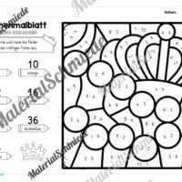8 Rechenmalblätter Fasching/Karneval: Kleines Einmaleins (Arbeitsblatt 01)