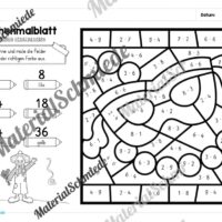 8 Rechenmalblätter Fasching/Karneval: Kleines Einmaleins (Arbeitsblatt 02)