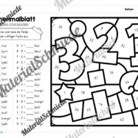 8 Rechenmalblätter Fasching/Karneval: Kleines Einmaleins (Arbeitsblatt 04)