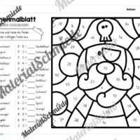 8 Rechenmalblätter Fasching/Karneval: Kleines Einmaleins (Arbeitsblatt 05)