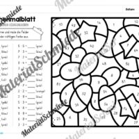 8 Rechenmalblätter Fasching/Karneval: Kleines Einmaleins (Arbeitsblatt 07)