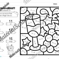 8 Rechenmalblätter Fasching/Karneval: Zahlenraum 20 (Arbeitsblatt 02)