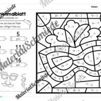 8 Rechenmalblätter Fasching/Karneval: Zahlenraum 20 (Arbeitsblatt 03)