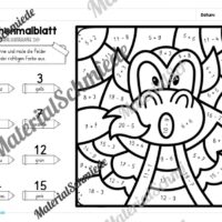 8 Rechenmalblätter Fasching/Karneval: Zahlenraum 20 (Arbeitsblatt 07)