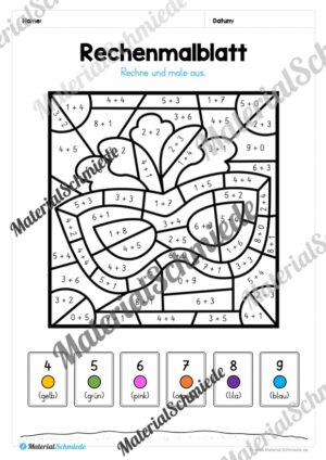 Rechenmalblätter Fasching / Karneval: Zahlenraum 10 (Vorschau 03)