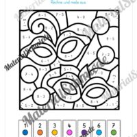 Rechenmalblätter Fasching / Karneval: Zahlenraum 10 (Vorschau 06)