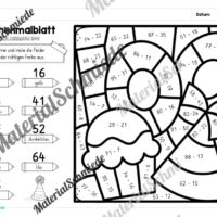 8 Rechenmalblätter Fasching/Karneval: Zahlenraum 100 (Arbeitsblatt 04)