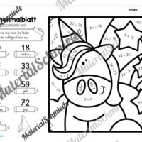 8 Rechenmalblätter Fasching/Karneval: Zahlenraum 100 (Arbeitsblatt 08)