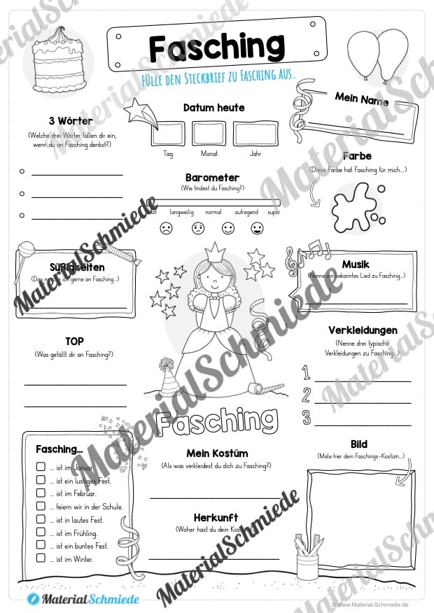 Steckbrief Fasching (Prinzessin)