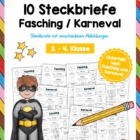 10 Steckbriefe zum Fasching/Karneval (Verschiedene Kostüme)