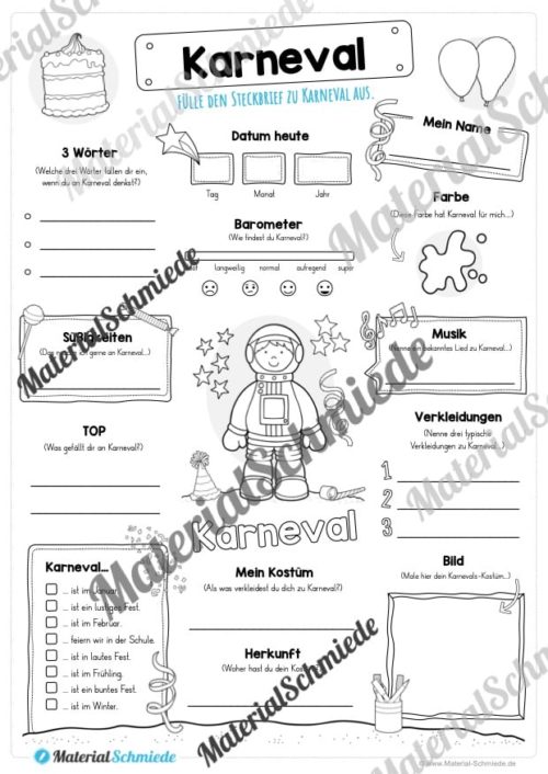 Steckbriefe Karneval (Astronaut)