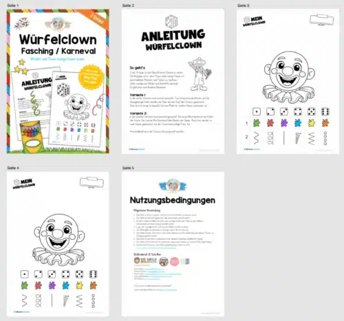 Würfeln und Clown Haare malen (Fasching / Karneval) - Überblick