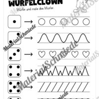 Ausmalbild Würfelclown (Arbeitsblatt 02)