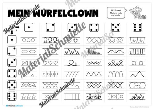 Ausmalbild Würfelclown (Arbeitsblatt 03)