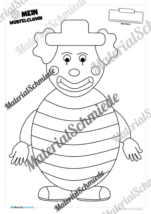 Ausmalbild Würfelclown (Arbeitsblatt 04)