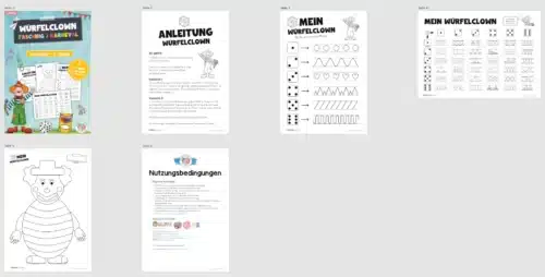 Ausmalbild Würfelclown (Überblick)