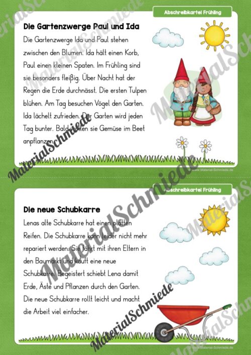 Abschreibkarten: Thema Frühling (12 Karten) - Arbeitsblatt 03
