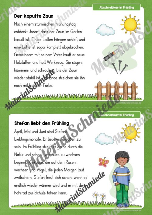 Abschreibkarten: Thema Frühling (12 Karten) - Arbeitsblatt 04