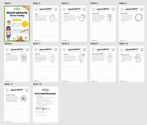10 Abschreibtexte: Thema Frühling (2. & 3. Klasse) - Überblick