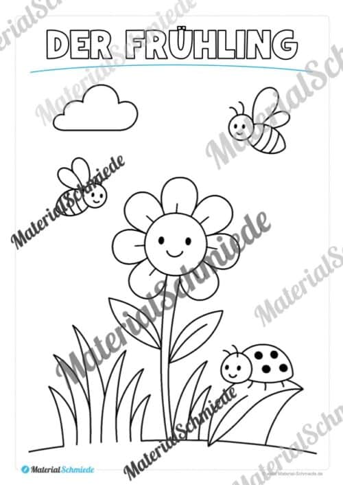 Ausmalbilder zum Frühling (Arbeitsblatt 02)