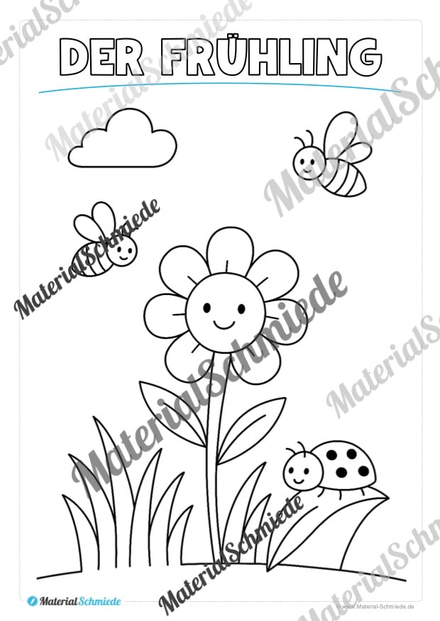 Ausmalbilder zum Frühling (Arbeitsblatt 02)