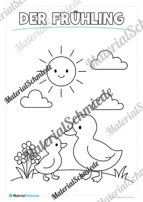 Ausmalbilder zum Frühling (Arbeitsblatt 03)