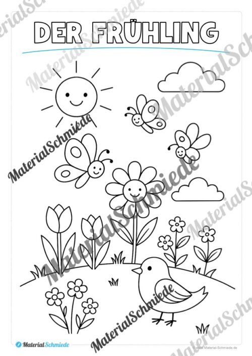 Ausmalbilder zum Frühling (Arbeitsblatt 10)