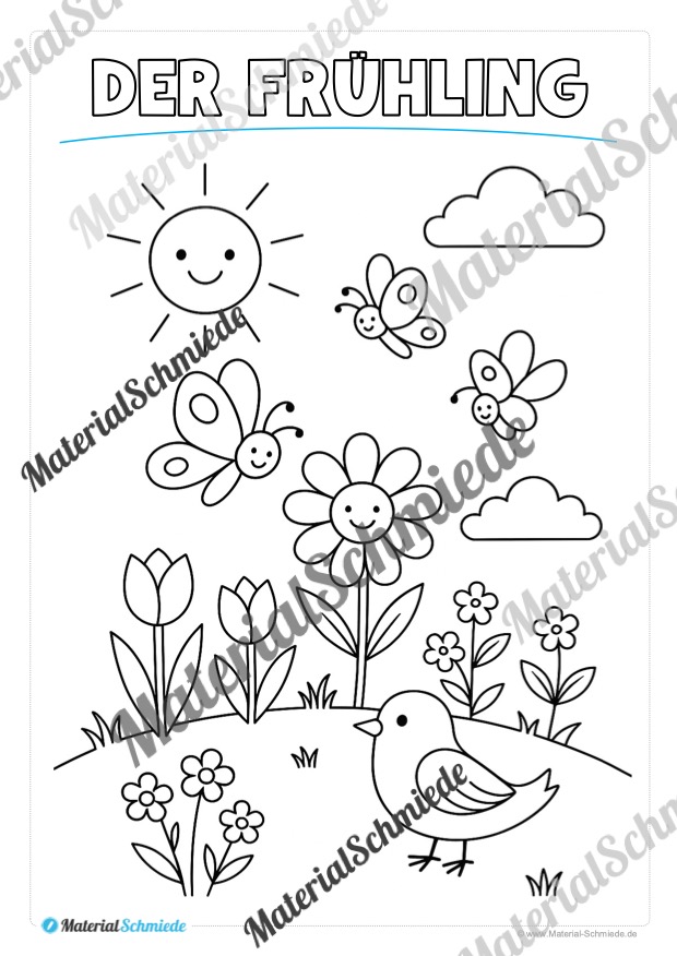 Ausmalbilder zum Frühling (Arbeitsblatt 10)