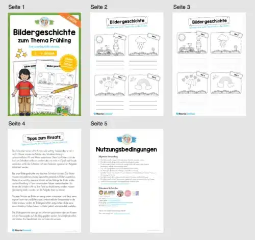 Arbeitsblatt: Bildergeschichte zum Frühling schreiben (2. - 4. Klasse) - Überblick