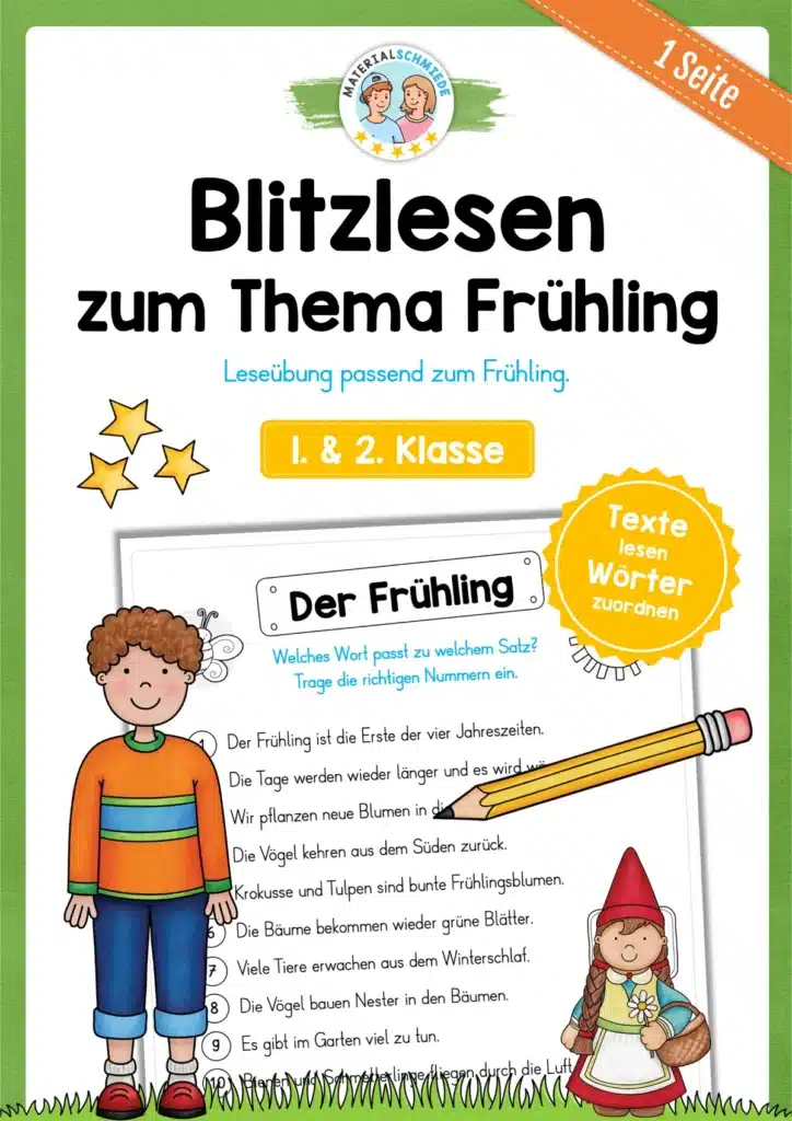 Blitzlesen Frühling - 1. & 2. Klasse (Leseübung)