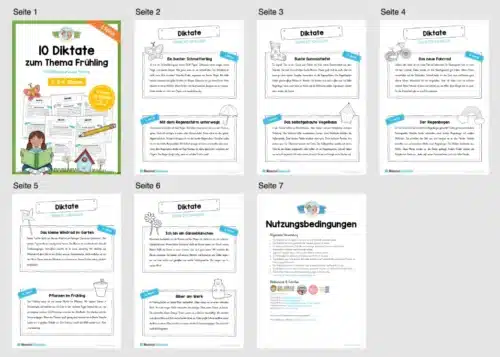10 Diktate zum Frühling (3. & 4. Klasse) - Überblick