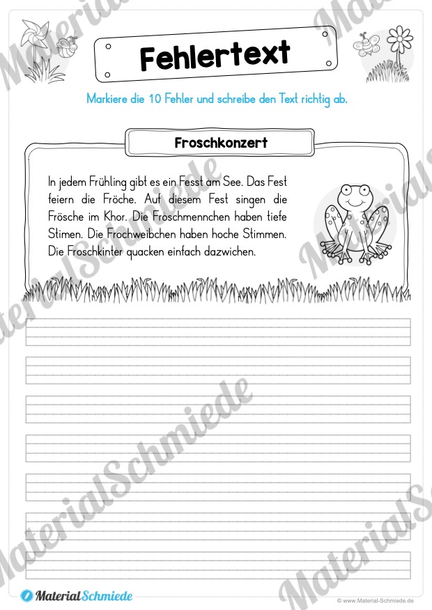 10 Fehlertexte zum Frühling (Froschkonzert)