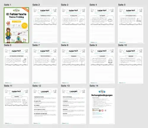 10 Fehlertexte: Thema Frühling (2. & 3. Klasse) - Überblick
