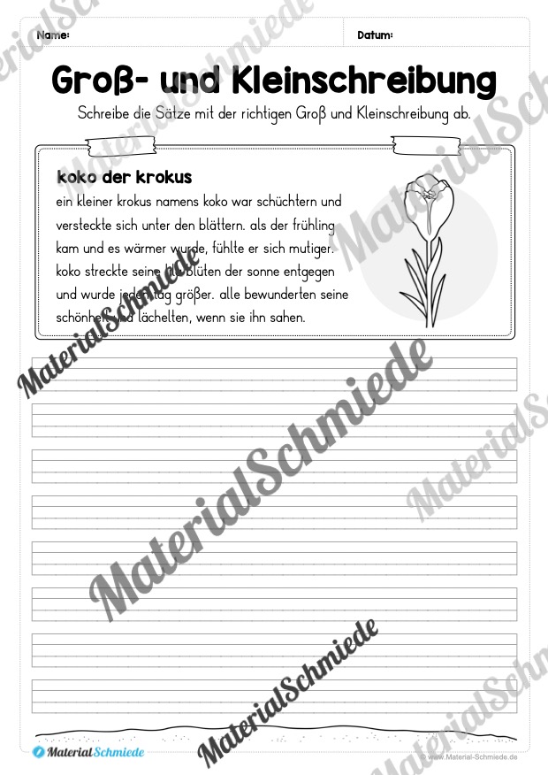 10 Abschreibtexte zum Frühling: Groß- und Kleinschreibung (2. Klasse) – Vorschau 03