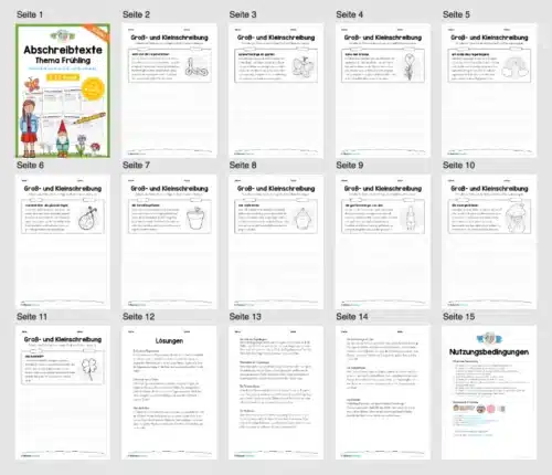 10 Abschreibtexte Frühling: Groß- und Kleinschreibung (2. & 3. Klasse) - Überblick