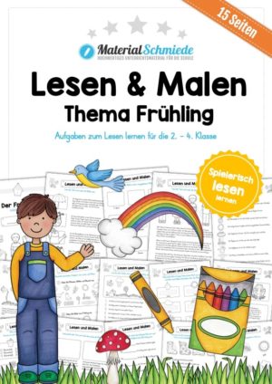 Lesen & Malen im Frühling (15 Arbeitsblätter)