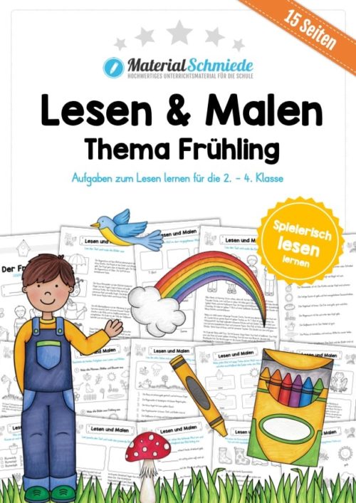 Lesen & Malen im Frühling (15 Arbeitsblätter)