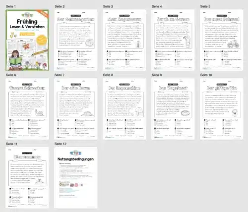 Lesen & Verstehen (Frühling): Ankreuzen (10 Arbeitsblätter) - Überblick