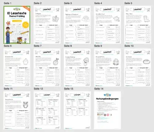 10 Lesetexte zum Frühling (mit Aufgaben) - Überlick