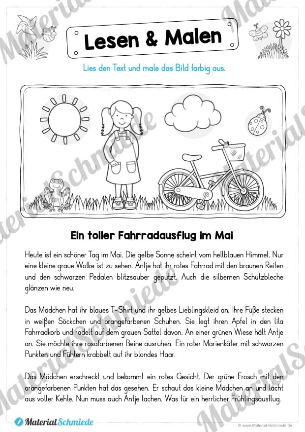 10 Leseübungen zum Frühling (Lesen & Malen)