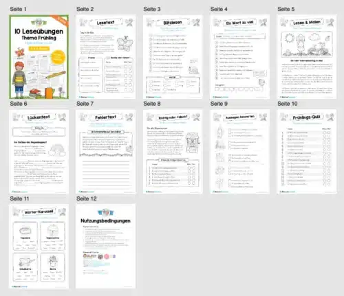 10 Leseübungen zum Frühling (Lesen & Verstehen) - Überblick