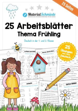 Materialpaket Frühling: Deutsch 1. & 2. Klasse (25 Arbeitsblätter)