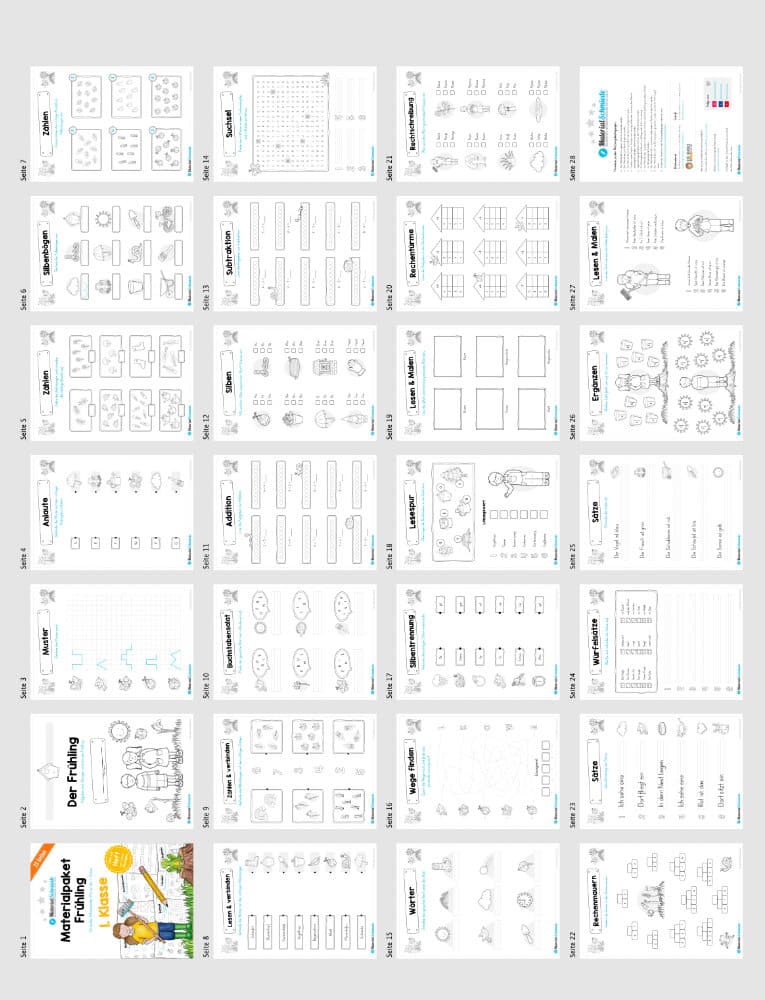 Materialpaket Frühling: 1. Klasse (Überblick)