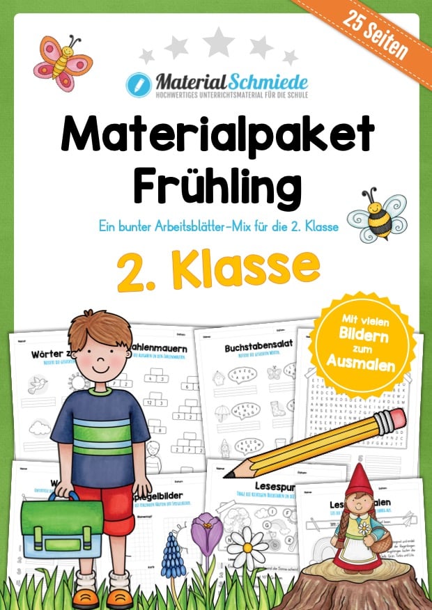 Materialpaket Frühling: 2. Klasse (25 Arbeitsblätter)